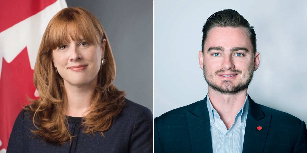 Stefanie McCollum, Canada’s Ambassador to Qatar (L) and Jacob Burke, Chairman of CBCQ.