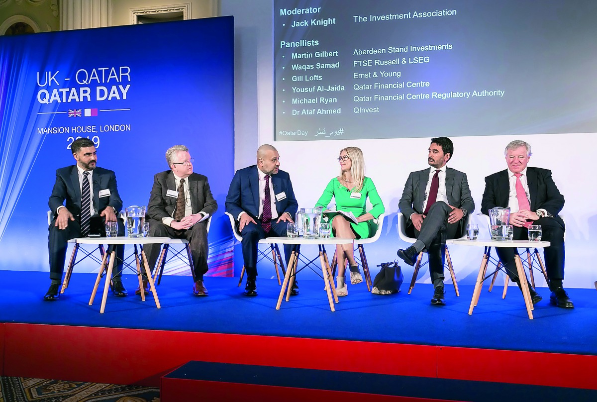 Yousuf Mohammed Al Jaida (third left), CEO of Qatar Financial Centre, during a panel discussion on ‘Qatar Day’ held in London.
