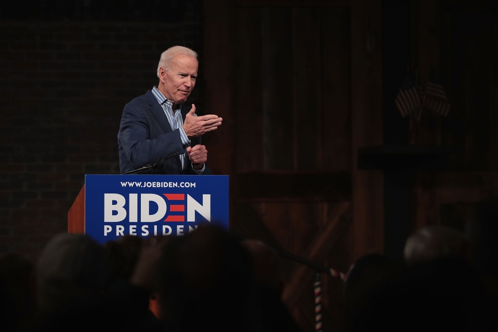 Democratic presidential candidate and former vice president Joe Biden speaks to guests during a campaign event at The River Center on May 1, 2019, in Des Moines, Iowa. Scott Olson/Getty Images/AFP