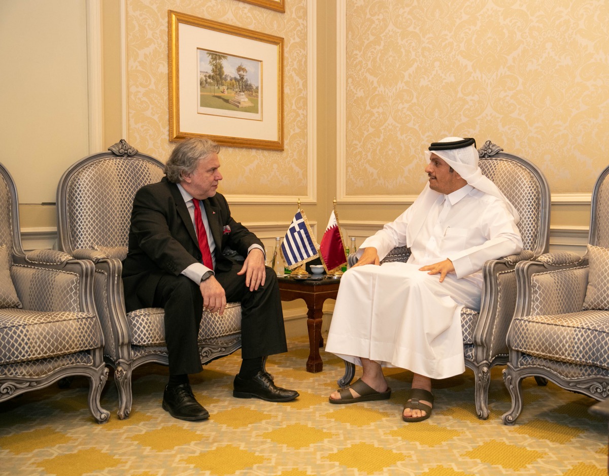 Deputy Prime Minister and Minister of Foreign Affairs H E Sheikh Mohamed bin Abdulrahman Al Thani met yesterday with the Minister of Foreign Affairs of Greece, George Katrougalos, and his accompanying delegation, who are currently visiting Qatar. 