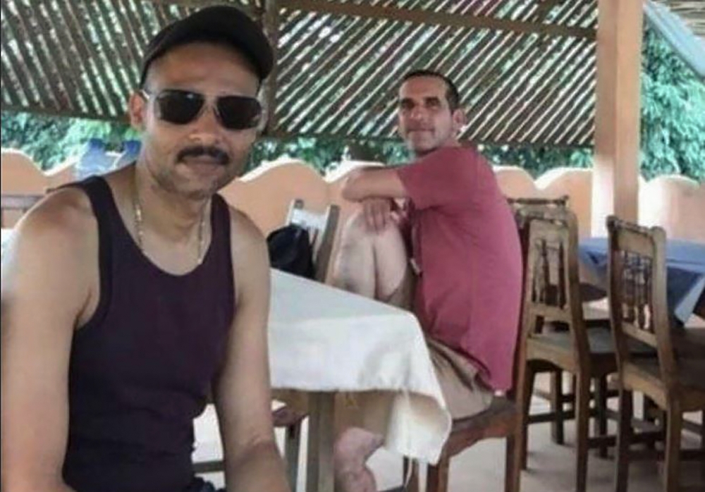 This undated photograph obtained on May 10, 2019, shows Laurent Lassimouillas (L) and Patrick Picque posing at an undisclosed location. AFP