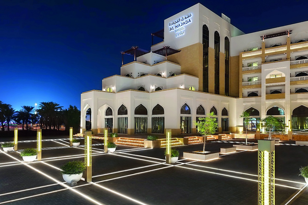 A night view of Al Najada Hotel.