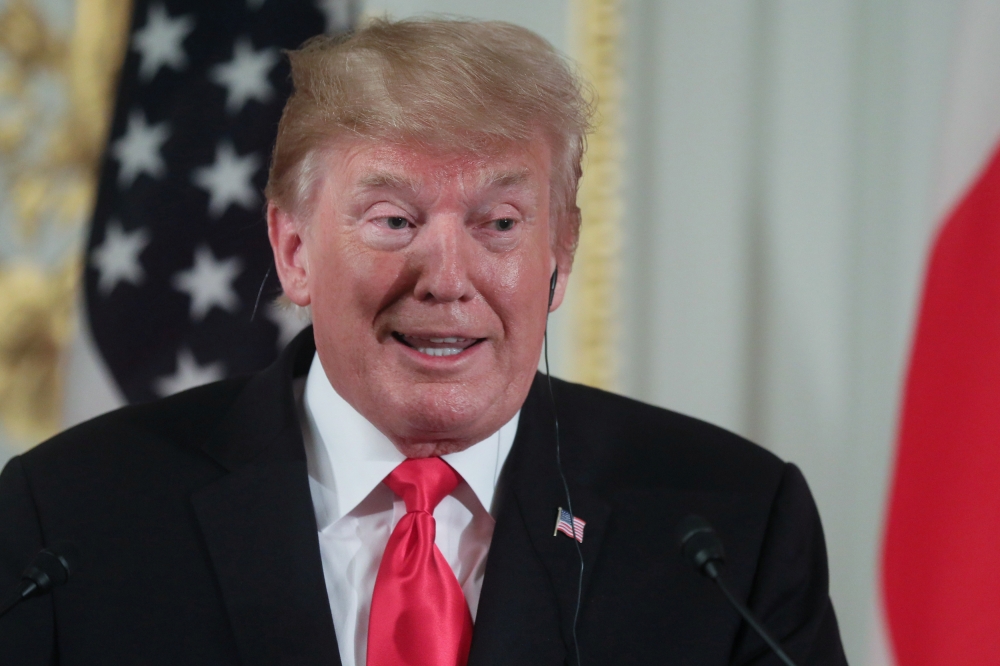 US President Donald Trump speaks during a news conference with Japan's Prime Minister Shinzo Abe at Akasaka Palace state guest house in Tokyo, Japan, May 27, 2019. REUTERS/Jonathan Ernst