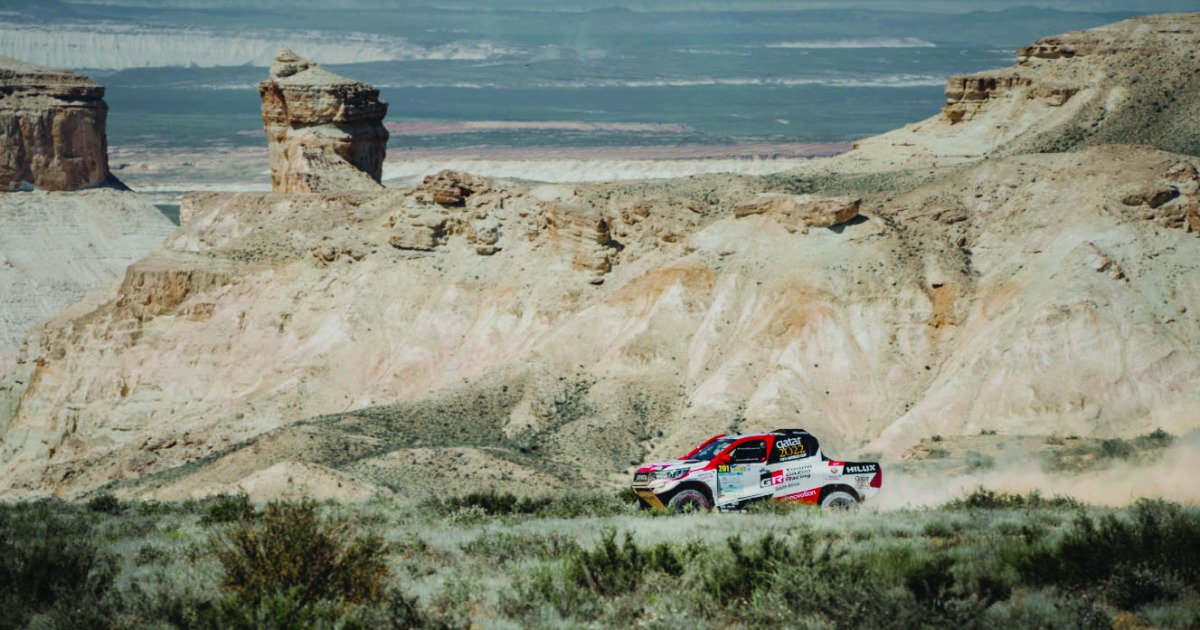 Qatar’s Nasser Saleh Al Attiyah in action with co-driver Mathieu Baumel during yesterday’s round. 