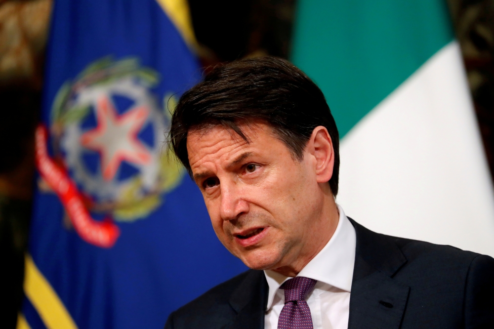 File photo of Italian Prime Minister Giuseppe Conte looks on as he holds a news conference at Chigi Palace in Rome, Italy, June 3, 2019. REUTERS/Remo Casilli/File Photo