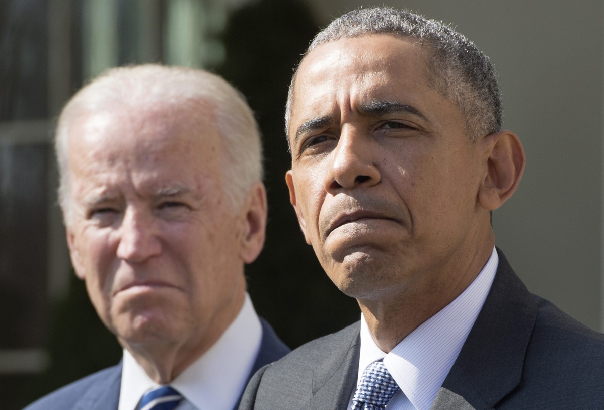 Barack Obama with Joe Biden in the Rose Garden, White House, March 16, 2016. EPA/Michael Reynolds