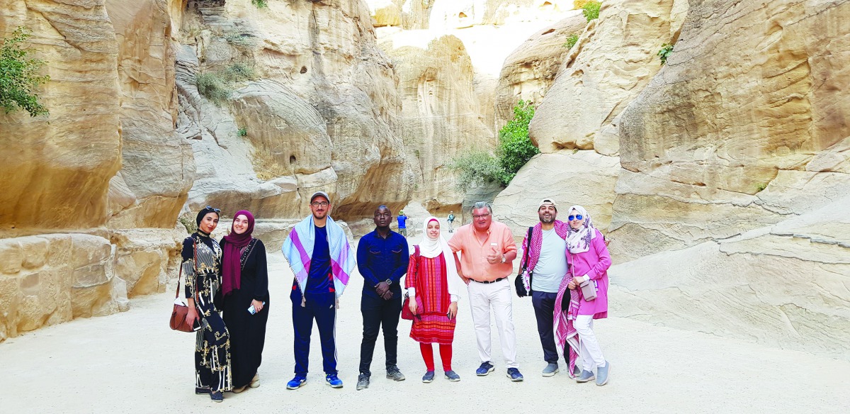 Students during a visit to historical sites in Jordan.