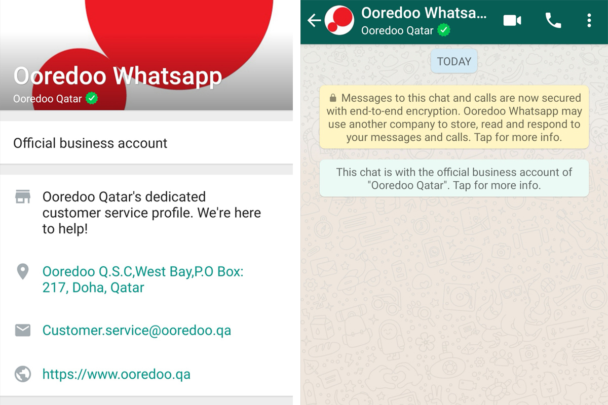 Ooredoo advised that its WhatsApp account is only responsive so will never initiate any contact.