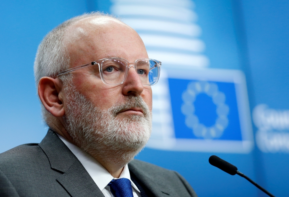 FILE PHOTO - European Commission First Vice-President Frans Timmermans addresses a news conference during a European Union's General Affairs Council in Brussels, Belgium, February 27, 2018. Reuters/Francois Lenoir/File Photo