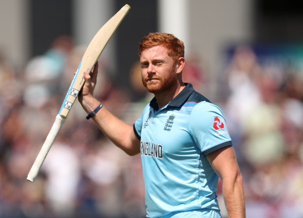 Jonny Bairstow of England gestures to the fans as he walks off after losing his wicket Action Images via Reuters/Lee Smith