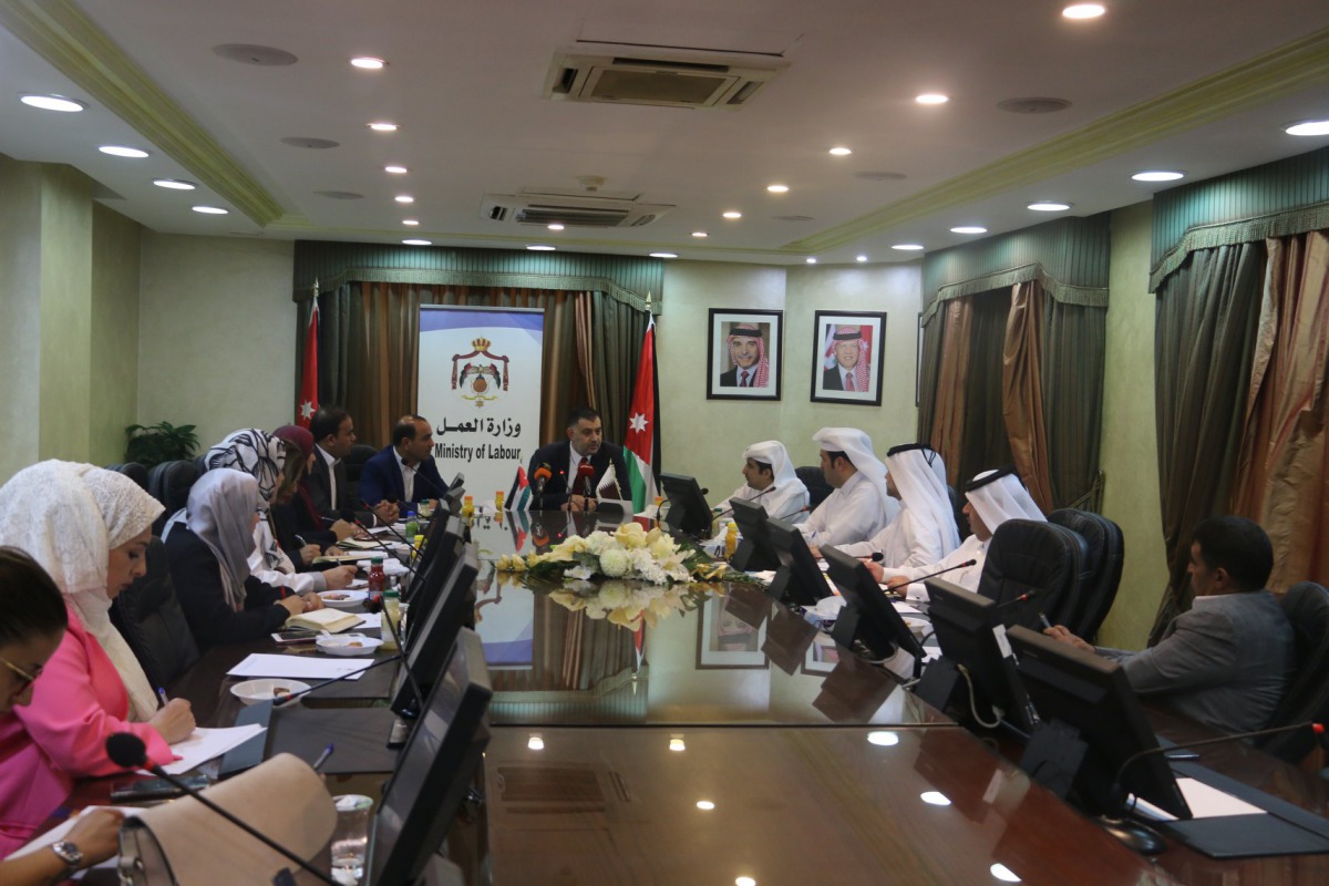 Jordan’s Minister of Labour, Nedal El Batayneh (centre), addressing the meeting.