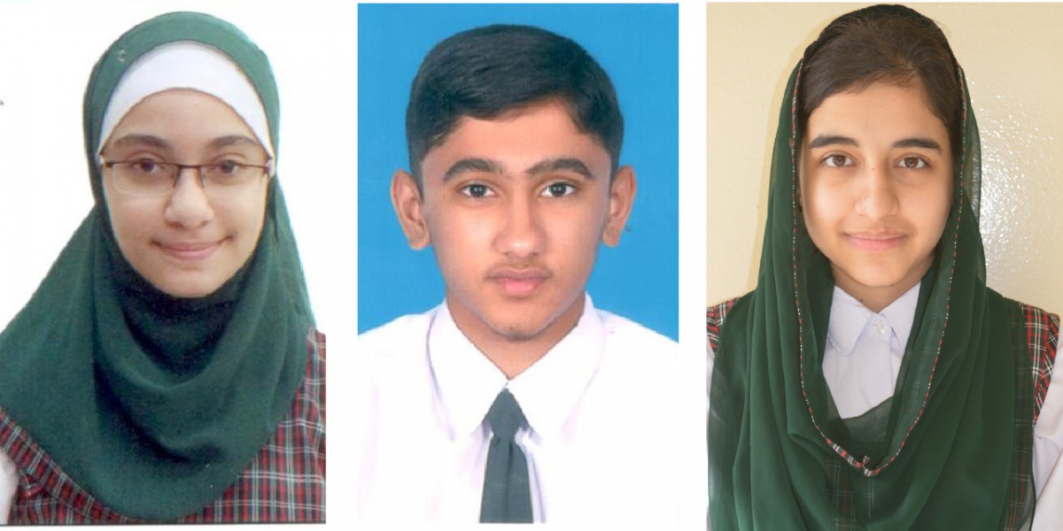 FROM LEFT: Lujin Adel Abbdullah Al Mesri (1046), Samama Farooq (1035) and Maryam Shoaib (1030).