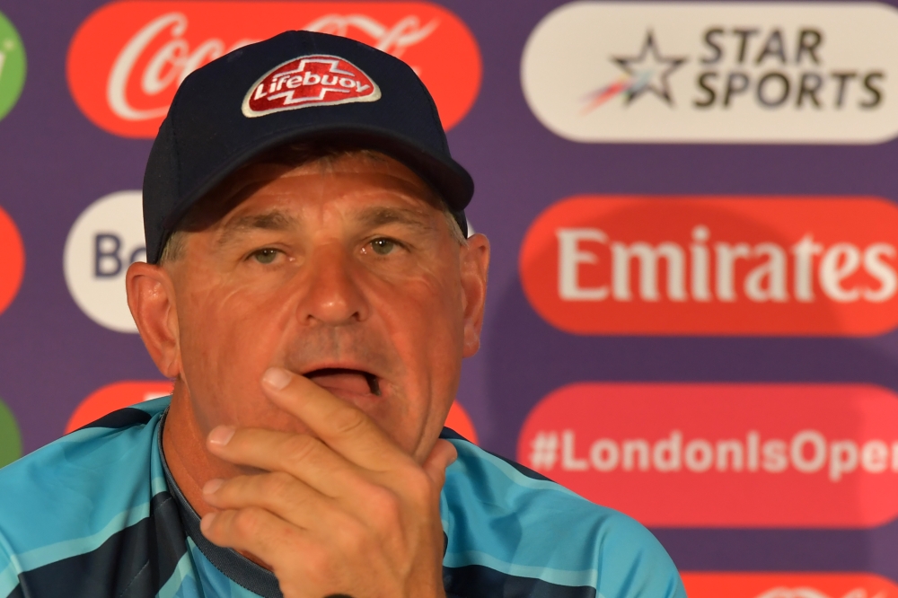 Bangladesh's English head coach Steve Rhodes attends a press conference at Lord's cricket ground in London on July 4, 2019, ahead of their 2019 Cricket World Cup group stage match against Pakistan. AFP / Oliver Greenwood