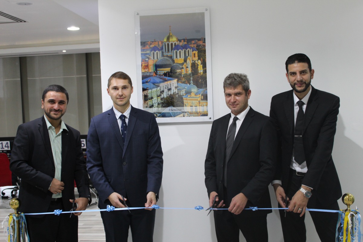 Vasyl Bodnar (second left), Charge d’Affairs of Ukraine in Qatar, inaugurates the visa application centre at the VFS Global centre in Doha.
