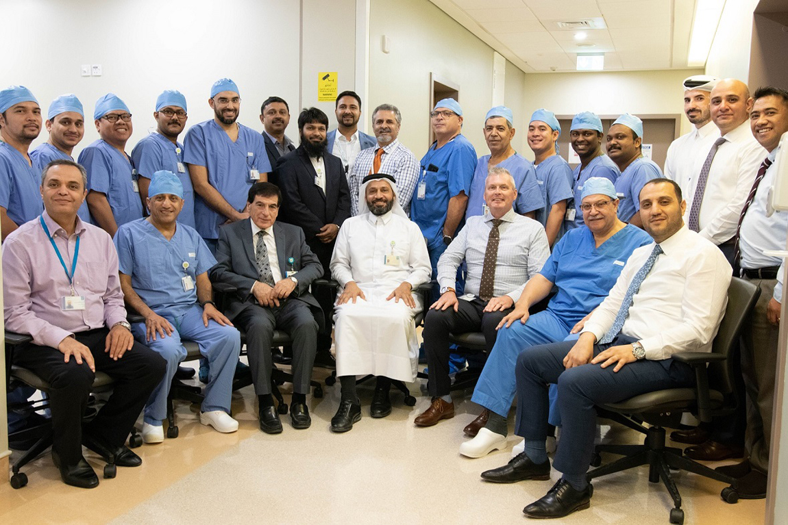The officials and staff at Hazm Mebaireek General Hospital. 