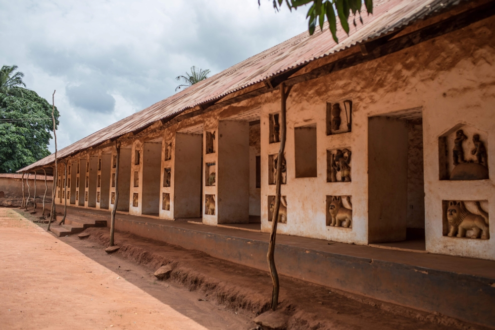 A picture taken on May 1, 2019 on Abomey-Calavi shows a view of the historical museum of Abomey, a 47 hectares site composed by a set of royal palaces, inscribed on the list of the world heritage of UNESCO since December 1985.  AFP / Yanick Folly