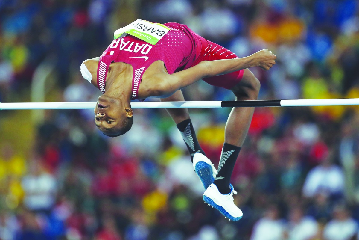 Mutaz Essa Barshim of Qatar competes in the Men’s High Jump qualification at the Olympic Stadium on August 14, 2016 in Rio de Janeiro, Brazil.  