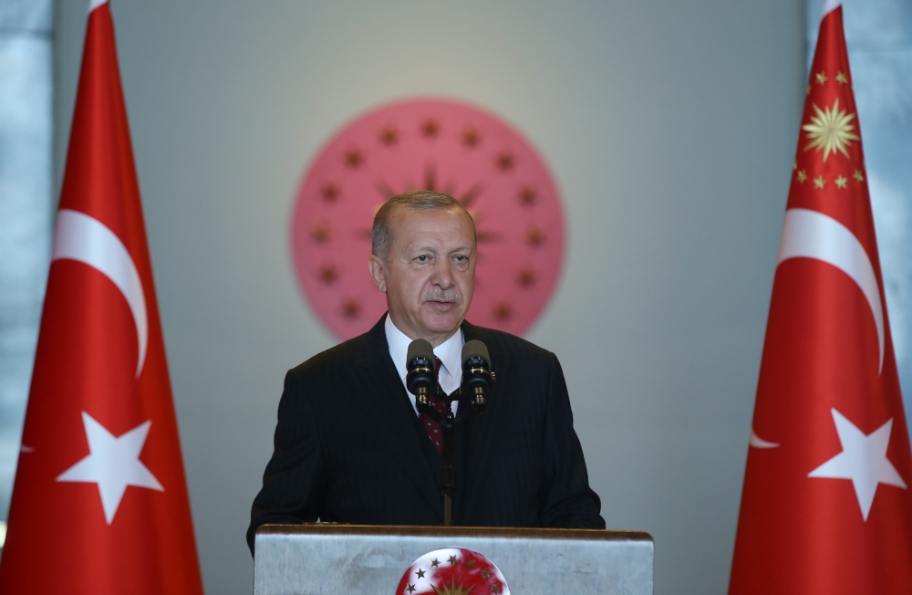 President of Turkey, Recep Tayyip Erdogan speaks at the 11th Ambassadors' Conference at Presidential Complex in Ankara, Turkey on August 06, 2019. Murat Kula - Anadolu Agency 