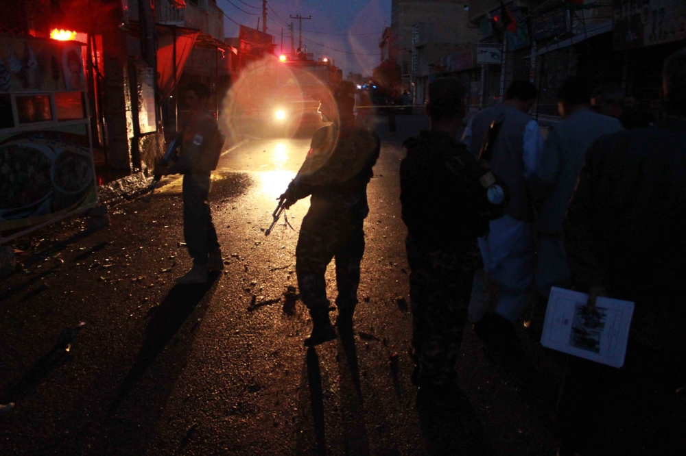 Security forces take security measures at scene after a blast occurred around 7 p.m. in Haji Abbas area and targeted civilians in Herat, Afghanistan on August 5, 2019.  Mir Ahmad Firooz - Anadolu Agency 