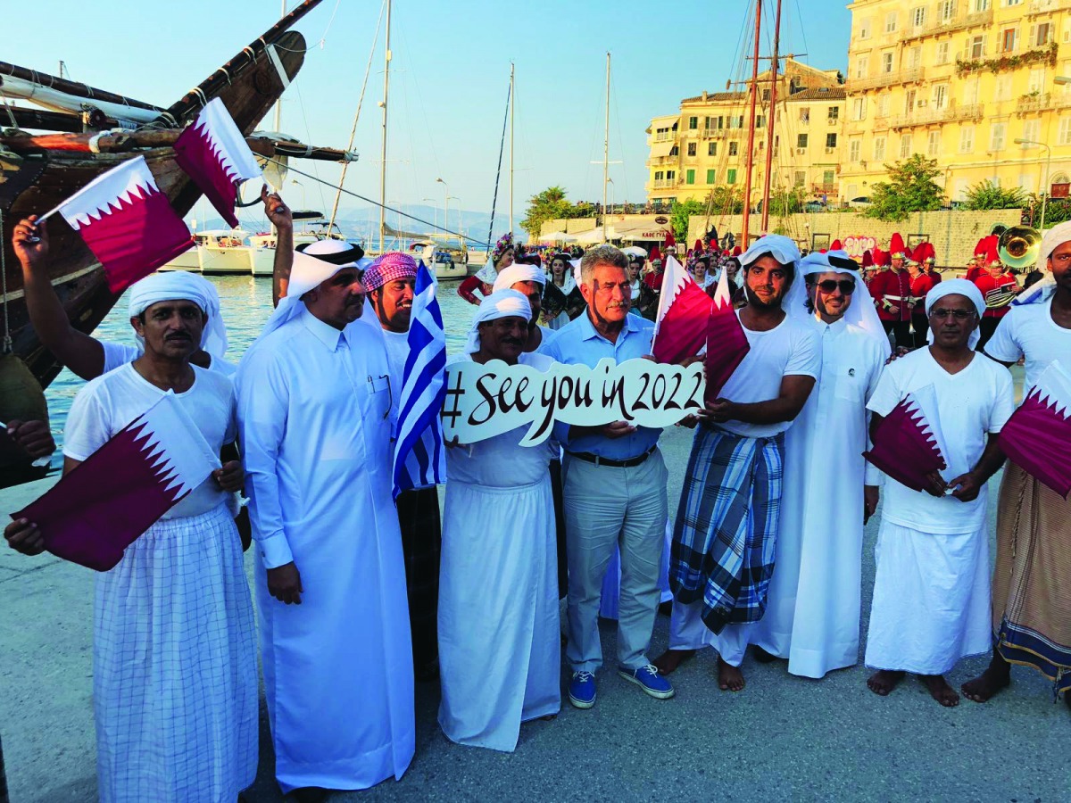 Fath Al Khair sailors being welcomed by officials upon their arrival in Corfu in Greece.
