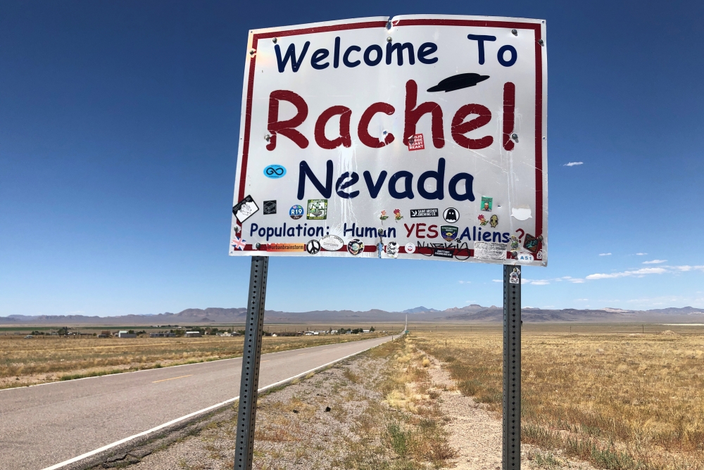 A sign reading 
