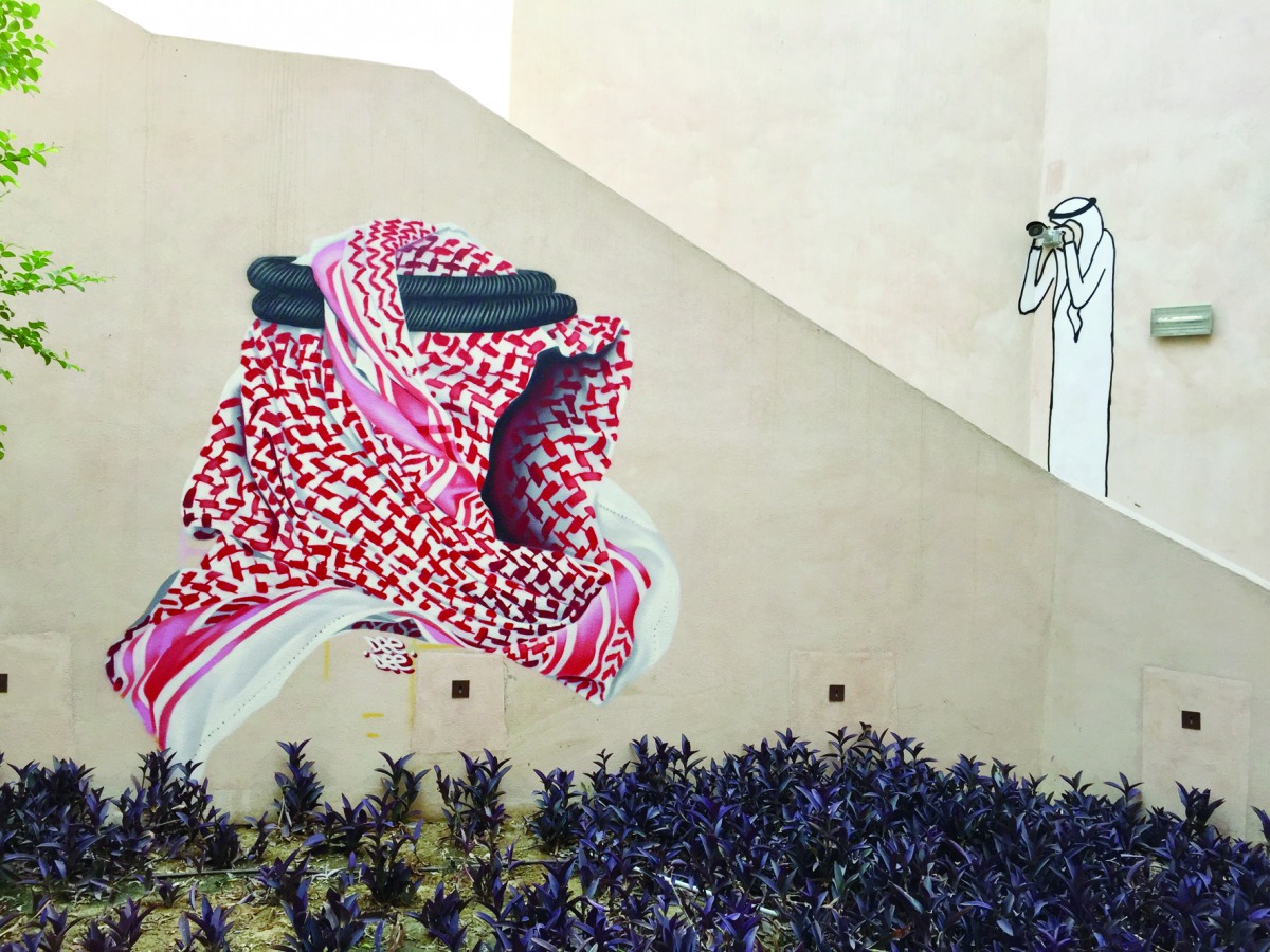 Murals created by local artists on the way to the basement of Katara’s new buildings. Pic: Raynald C Rivera/The Peninsula