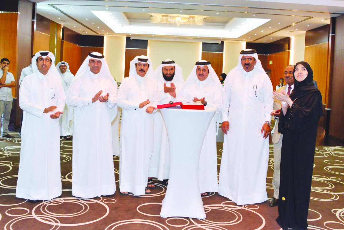 Qatar Chamber Chairman Sheikh Khalifa bin Jassim Al Thani (third right) and other officials during the event.