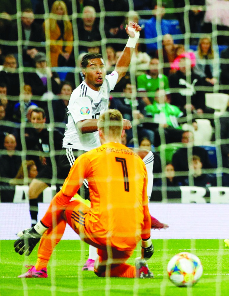 Germany's Serge Gnabry scores their second goal. (Action Images via Reuters/John Sibley) 