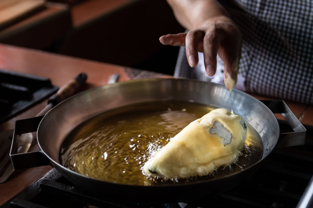 A chef cooks 