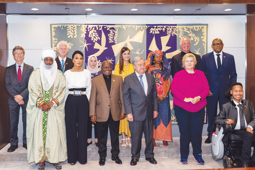 H H Sheikha Moza bint Nasser, UN Sustainable Development Goals Advocate, during the high-level meeting with UN Sustainable Development Goals Advocates at UN Headquarters in New York. 