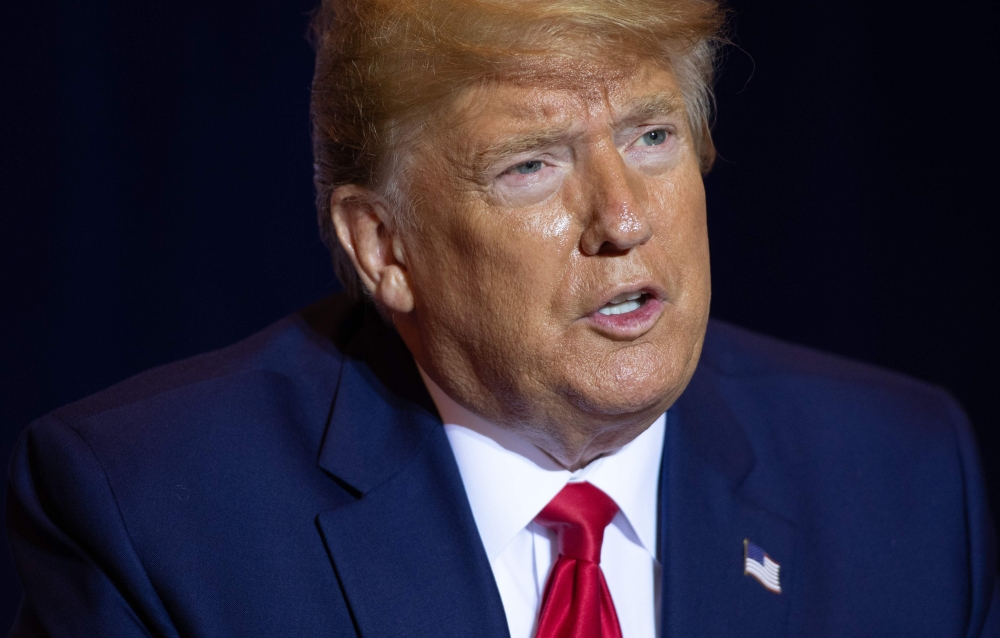 US President Donald Trump speaks prior to meet with Prime Minister Lee Hsien Loong of Singapore during a meeting on the sidelines of the UN General Assembly in New York, September 23, 2019. / AFP / SAUL LOEB 