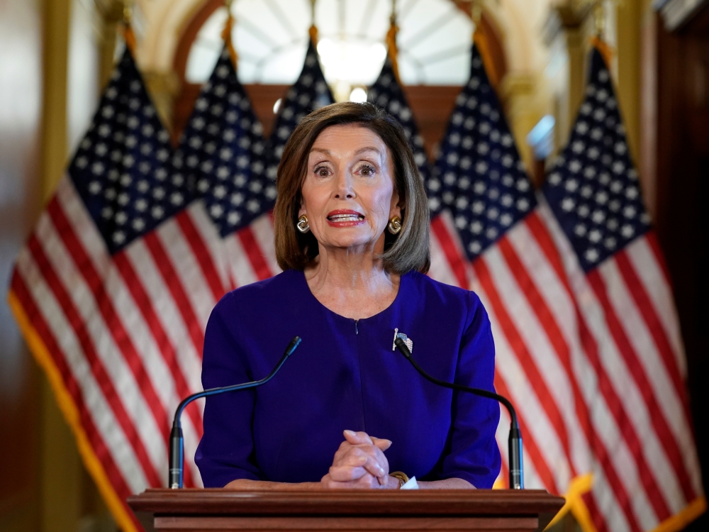 House Speaker Nancy Pelosi (D-CA) announces the House of Representatives will launch a formal inquiry to investigate whether to impeach U.S. President Donald Trump following a closed House Democratic caucus meeting at the U.S. Capitol in Washington, U.S.,