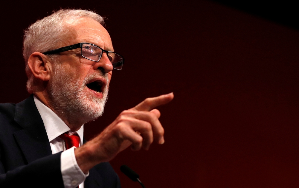 Britain's Labour Party leader Jeremy Corbyn speaks during the Labour party annual conference in Brighton, Britain September 24, 2019. REUTERS/Peter Nicholls