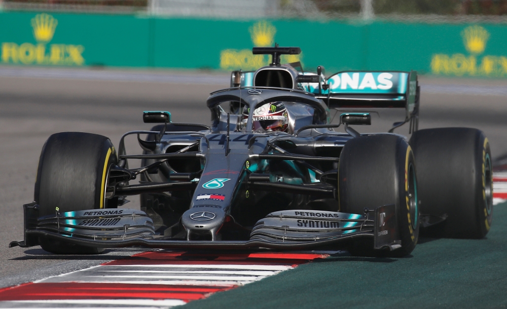 Mercedes' Lewis Hamilton in action during the race REUTERS/Maxim Shemetov