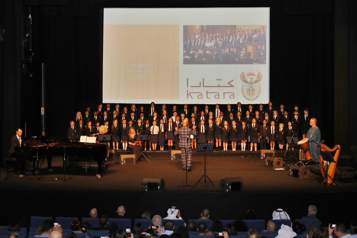Sherborne Qatar Prep choir performs at “Cantus: A Celebration of Voice and Instruments” concert at Katara Drama Theatre on Thursday.