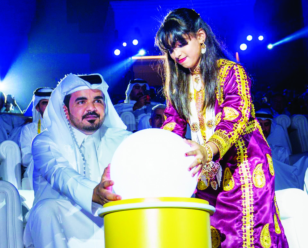The President of Qatar Olympic Committee (QOC) H E Sheikh Joaan bin Hamad Al Thani declaring the ANOC World Beach Games Qatar 2019 open at an impressive opening ceremony at Katara Amphitheatre, yesterday. 