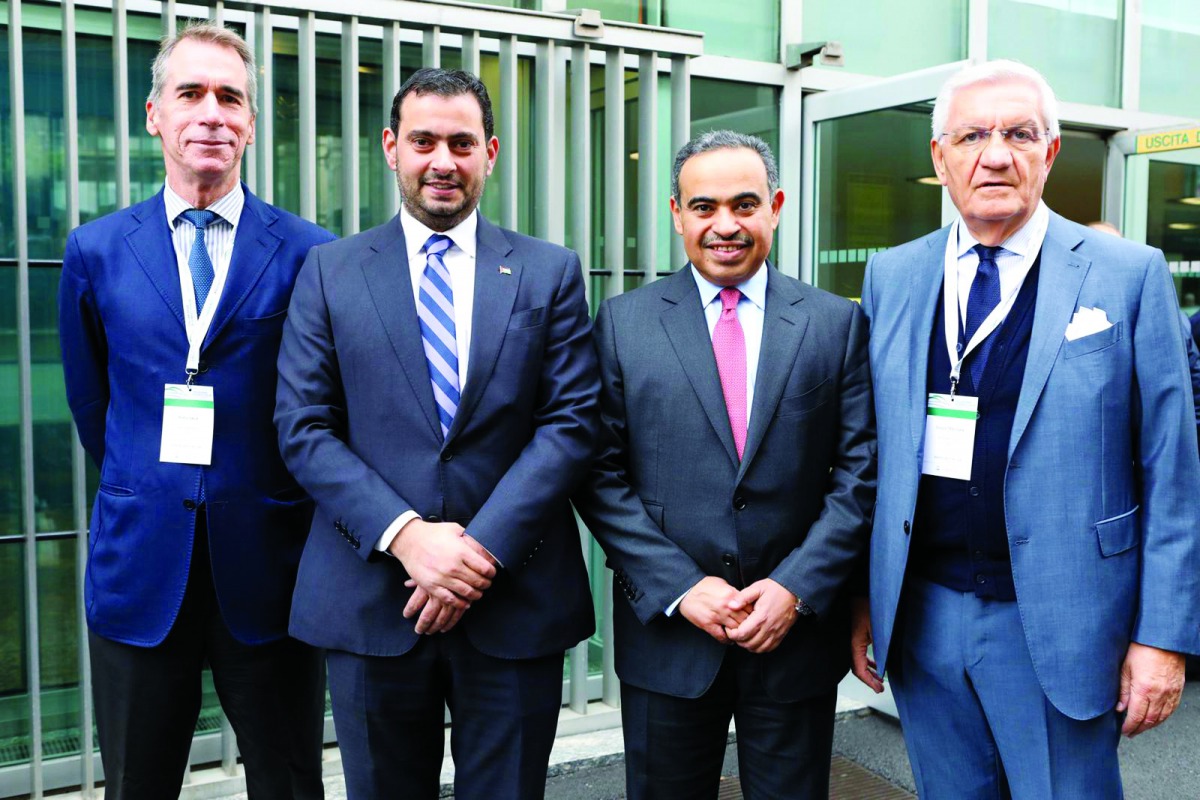 H E Ali bin Ahmed Al Kuwari (second right), Minister of Commerce and Industry, with other dignitaries during the Italian-Arab Business Forum held in Milan, Italy.