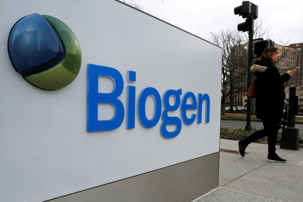 A sign marks a Biogen facility in Cambridge, Massachusetts, U.S. January 26, 2017. Reuters/Brian Snyder