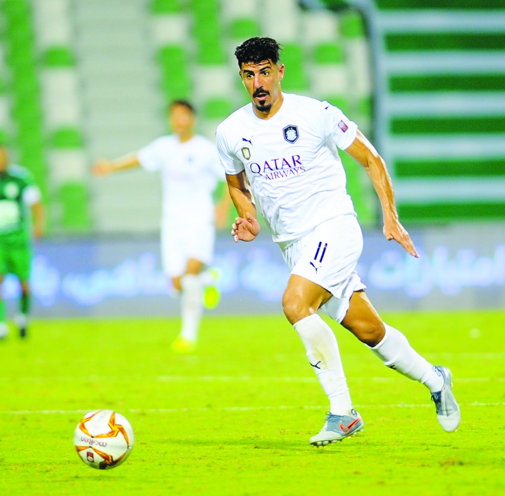 Al Sadd’s Baghdad Bounedjah during the match against Al Ahli.