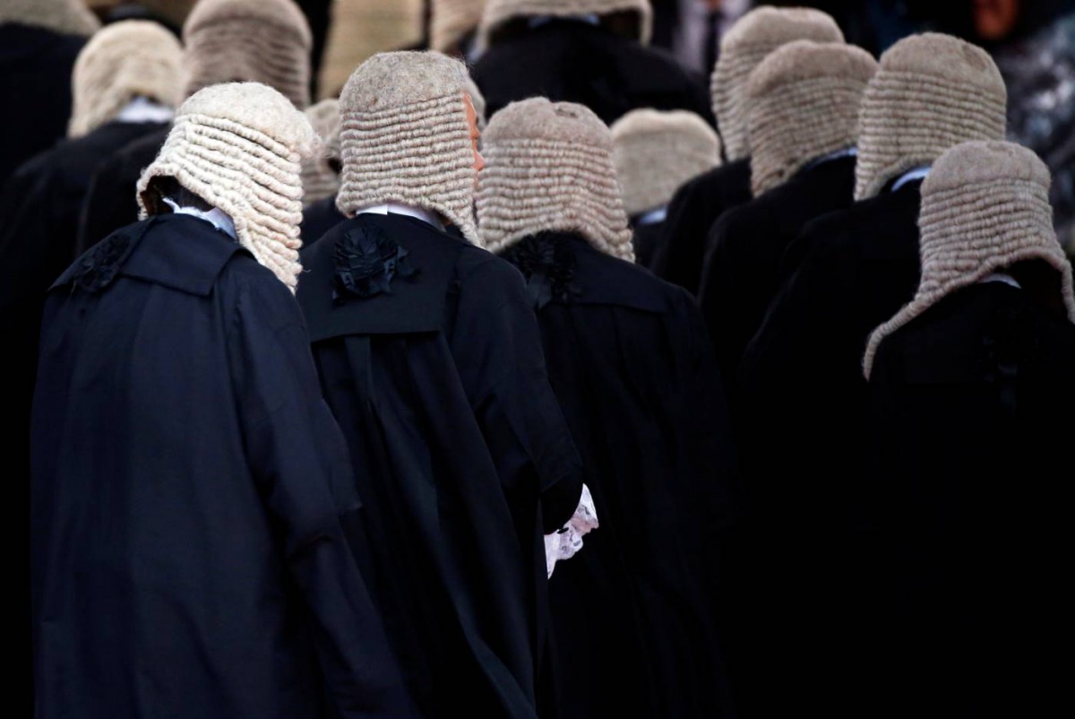 Judges wearing wigs attend a ceremony to mark the beginning of the legal year in Hong Kong, China January 8, 2018. Reuters/Bobby Yip