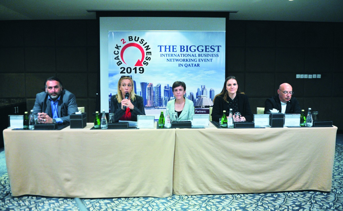FROM LEFT: Yigit Yeltepe, Vice President of the Turkish Businessmen Association; Palma Libotte, Chairperson of the Italian Chamber of Commerce in Qatar; Carlotta Colli, Deputy Head of Mission at the Italian Embassy in Qatar; Kathrin Lemke, Manager of AHK 
