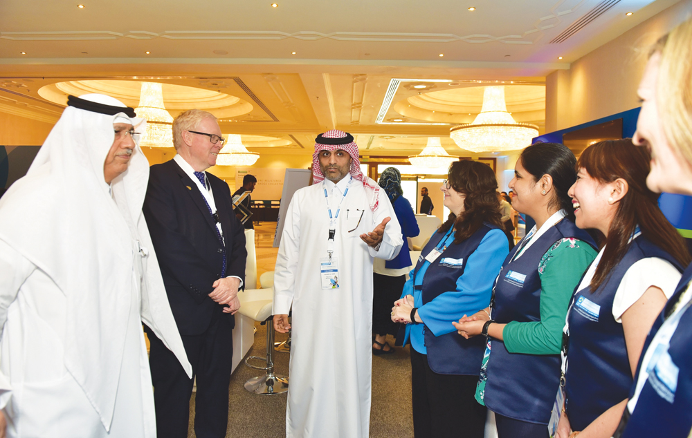 Nasser Al Naimi with other officials during the launch of HMC’s new Person Centered Care Ambassador Program, yesterday, at Qatar’s first Patient Experience Forum. 