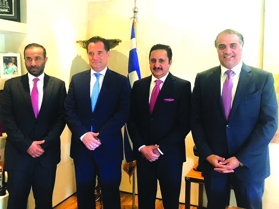 Sheikh Khalifa bin Jassim Al Thani (second right) and other dignitaries during the meeting in Greece.