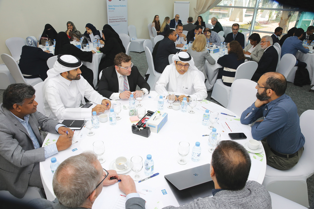Dr Sheikh Mohammed bin Hamad bin J Al Thani, Director of Public Health at the Ministry of Public Health, speaking during the workshop.
