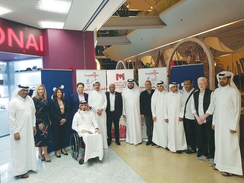 Ambassadors of Accessible Qatar initiative during their visit to the Museum of Illusions on the occasion of the International Day of Persons with Disabilities.