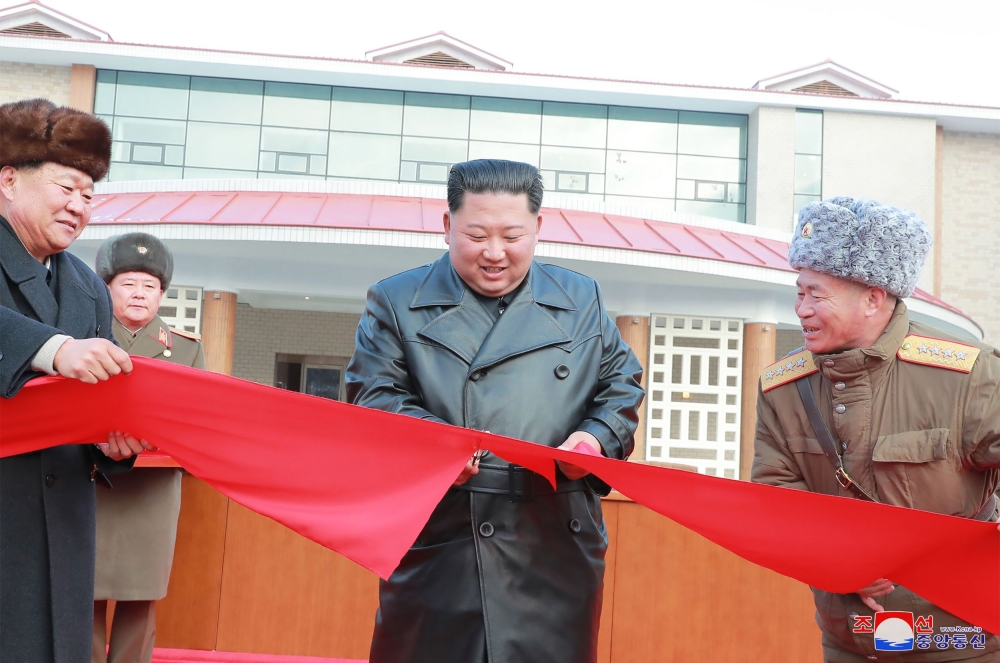 This picture released from North Korea's official Korean Central News Agency (KCNA) on December 8, 2019 shows North Korean leader Kim Jong Un attending a ceremony for the completion of the Yangdok County Hot Spring Cultural Recreation Center in South Pyon