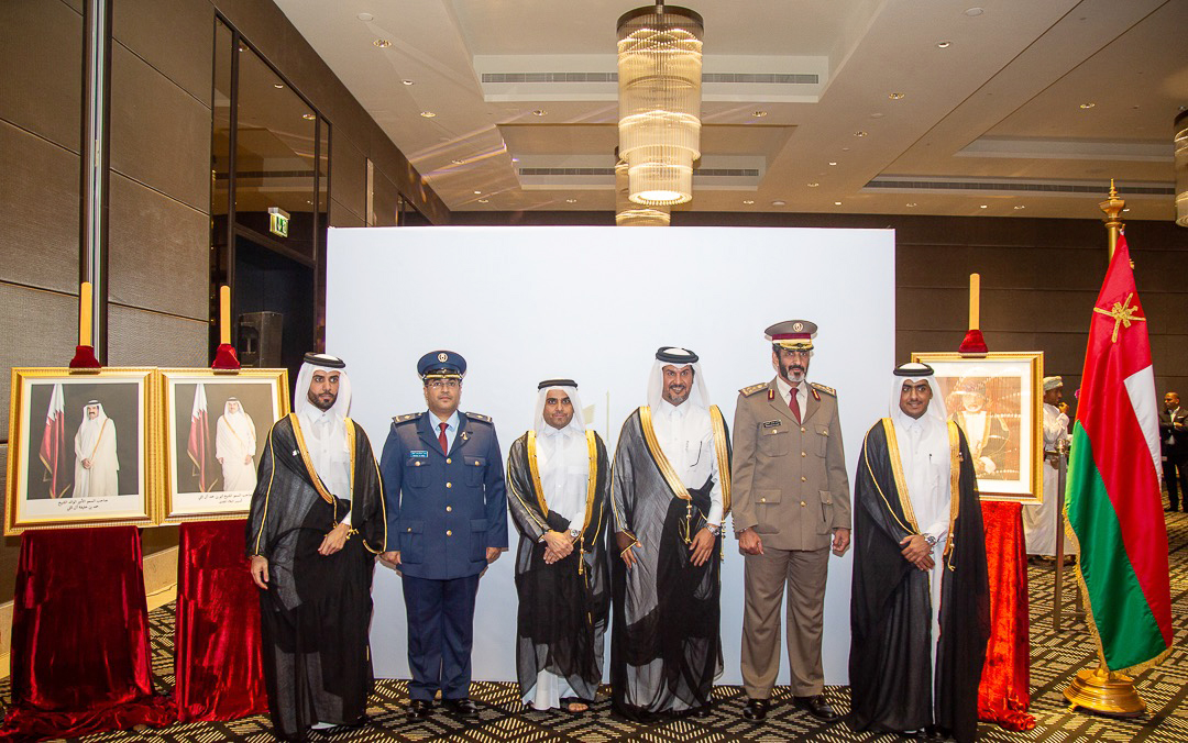 The Ambassador of Qatar to the Sultanate of Oman, H E Sheikh Jassim bin Abdulrahman Al Thani with guests during a reception held in Muscat.