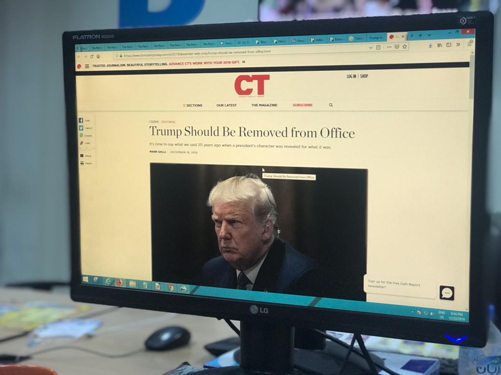 The magazine, a day after Trump was impeached by the House of Representatives, said it was 