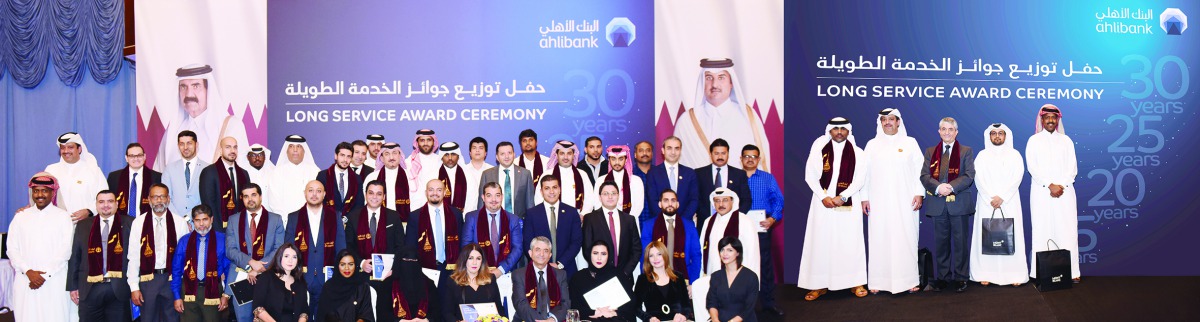 Ahli Bank senior executives and staff during Qatar National Day celebrations.