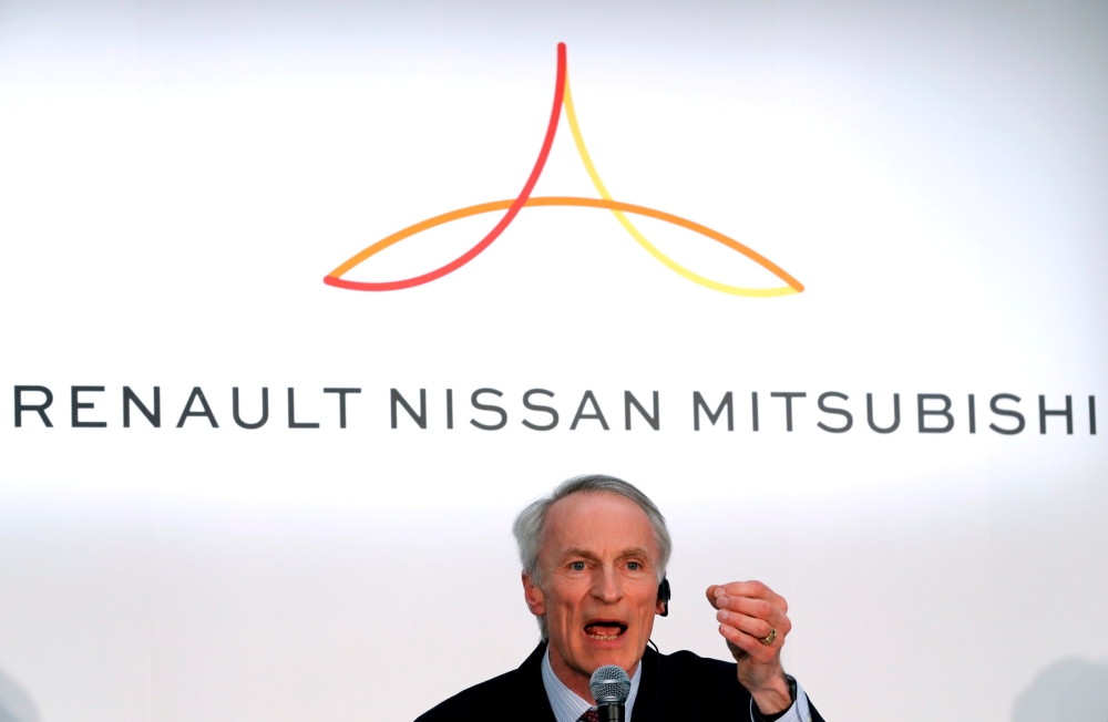 Renault Chairman Jean-Dominique Senard attends a Renault Nissan and Mitsubishi chiefs' joint news conference in Yokohama, Japan, March 12, 2019. Reuters / Kim Kyung-Hoon
